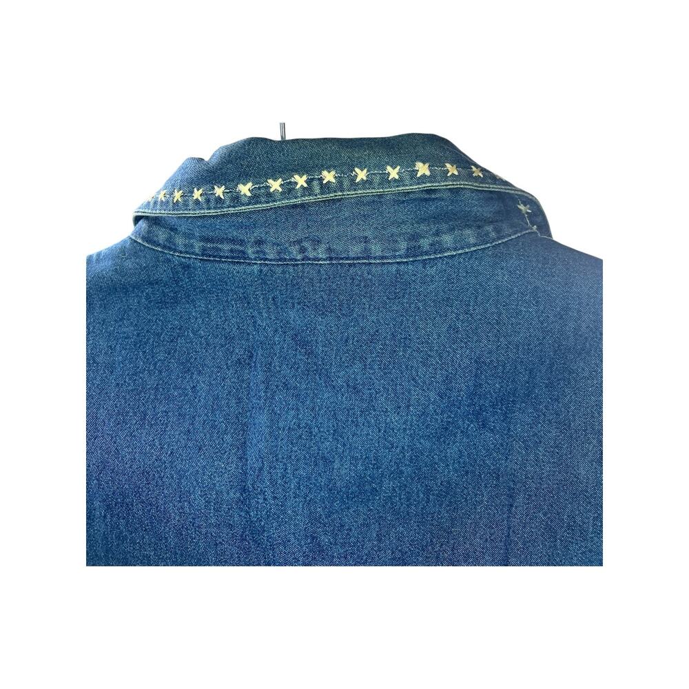 Vintage Y2K Embroidered Cat Denim Vest Folk Art Cottagecore Top Size L - Picture 5 of 7